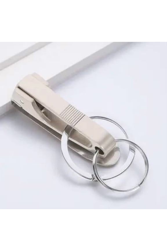 Titanium Keychain Belt Clip Lightweight Metal Key Holder Light Grey