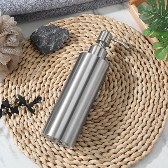 STOBOK Stainless Steel Soap Dispenser for Bathroom and Kitchen Plated Silver Finish Smooth Surface