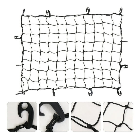 STOBOK Car Gear and Luggage Netting Black Rubber Material with Hooks for Secure Transport