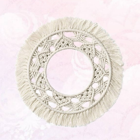 STOBOK 1Pc Elegant White Cotton Rope Hand-Woven Tapestry Round Decoration for Walls