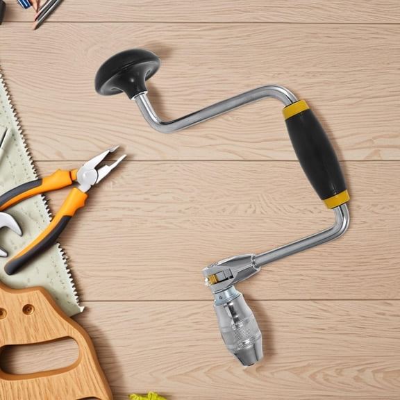 STOBOK Manual Hand Drill Brace for Carpenters, Steel Construction with Ergonomic Comfortable Grip for Precision Drilling