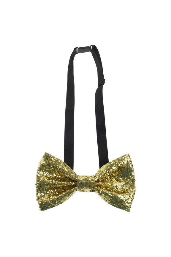 Mens Golden Glitter Bow Tie Adjustable Design for Banquets and Parties
