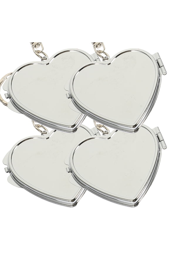 keychain Shaped Makeup Mirror Silver 4Pcs