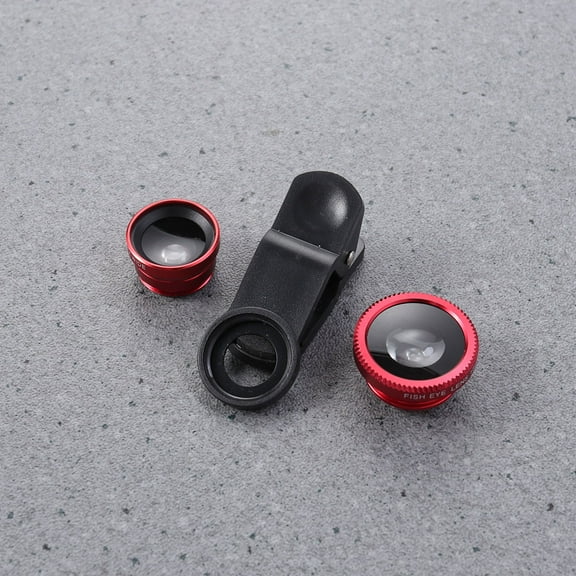STOBOK Camera Lens Red Aluminum Alloy Clip on Super Wide Angle Fisheye and Macro Lens