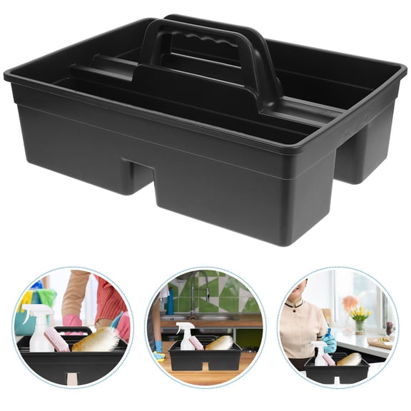 STOBOK Dark Grey Portable Tool Basket with Handle, Plastic Storage Box for Cleaning Supplies and Household Items