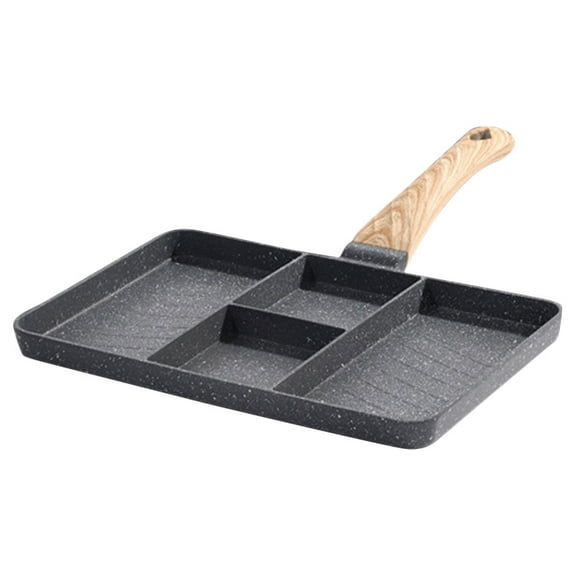 STOBOK Nonstick Black Aluminum Alloy Steak Pan with Anti-Scalding Handle for Kitchen