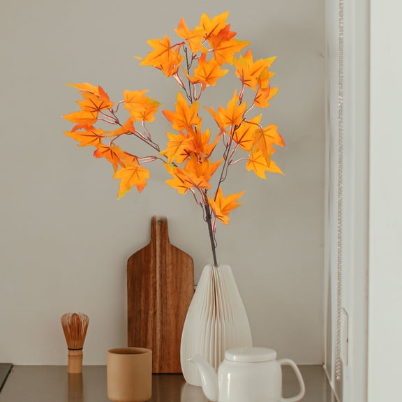 STOBOK Orange Maple Leaf Picks for Seasonal Arrangement and Elegant Room Decoration