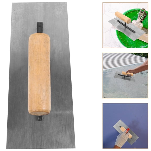STOBOK Wood Handle Steel Concrete Trowel for Home Use Multi-Functional Design