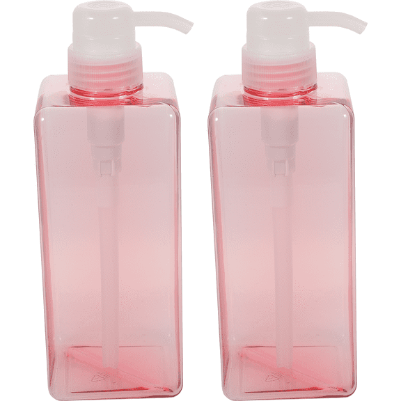 STOBOK Plastic Square Shampoo Dispenser Bottles, 2pack 650ml Refillable Shampoo and Conditioner Containers for Body Wash Soap, Empty Pump Bottles (Pink)