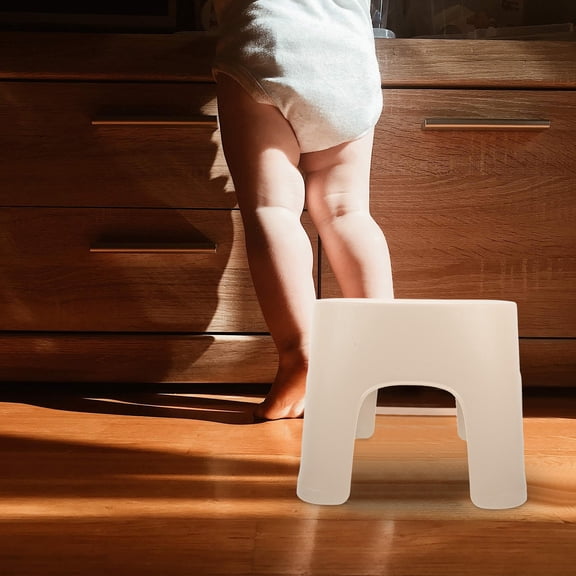 STOBOK Plastic Step Stool PVC Compact Storage Beige 1Pcs for Households