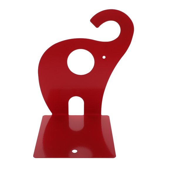 STOBOK Playful Elephant Bookends in Red Metal Non Skid Book Holder for Desk and Bookshelf Decor