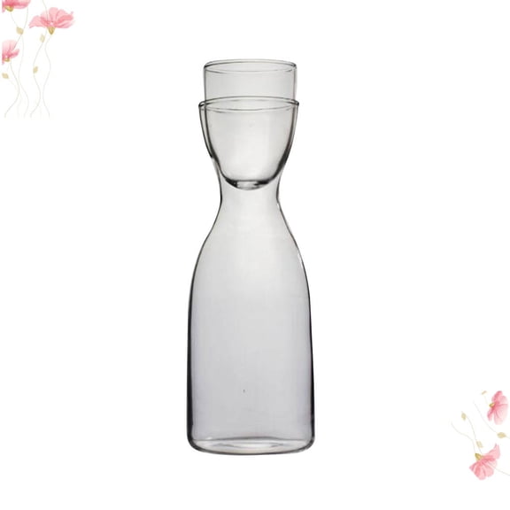 STOBOK Premium Transparent Glass Bottle and Cup Set for Daily Drinking 1Set