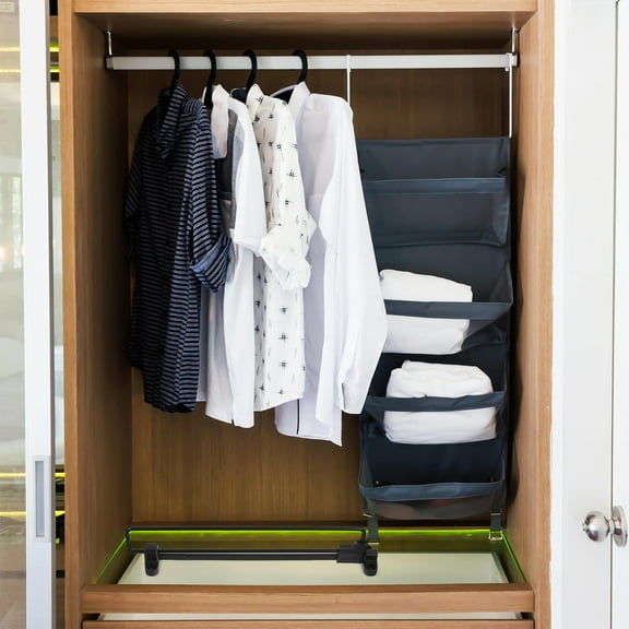 STOBOK Extendable Black Closet Rod for Hanging Clothes Top Mounted with Complete Hardware