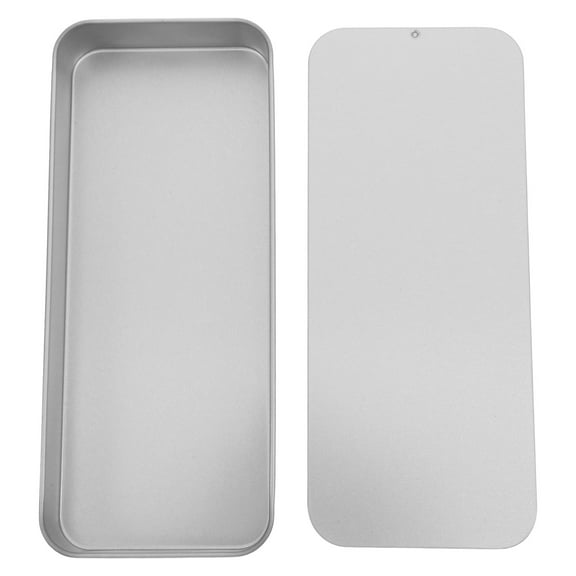 STOBOK Compact Plated Silver Rectangular Slide Lid Tin Container for Cosmetics Jewelry and Travel