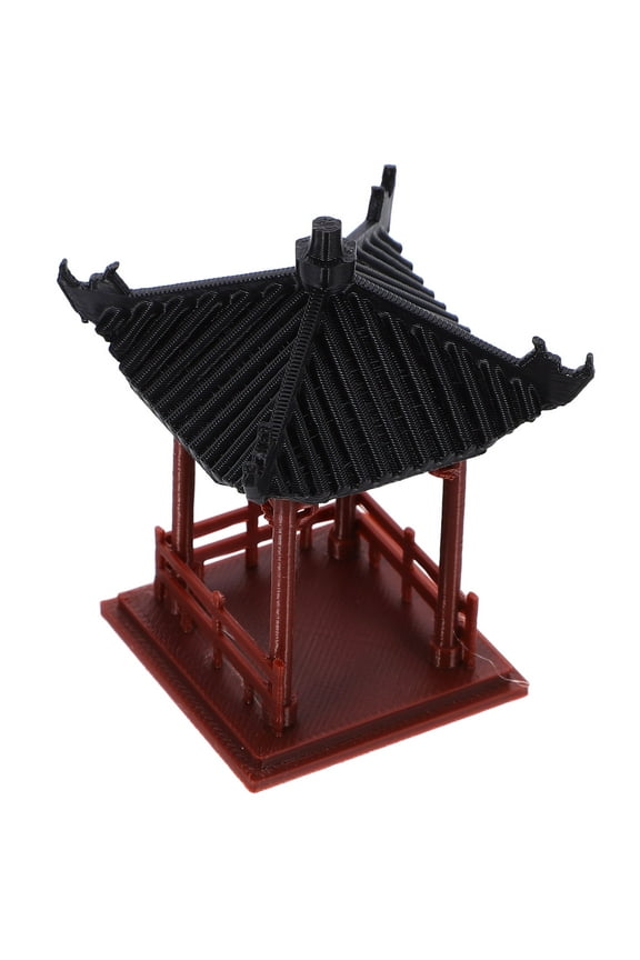 Red Plastic Pavilion Figurine for Bonsai and Fish Tank Decoration Indoor Outdoor Use