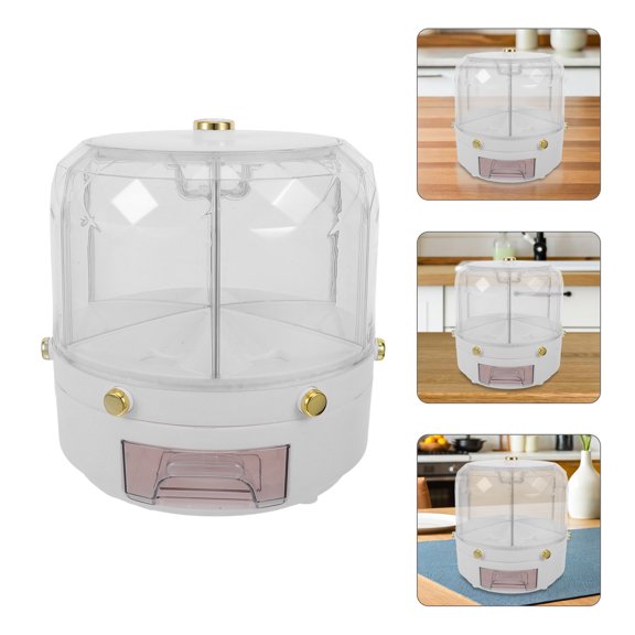 STOBOK Rotating Food Storage Container with Six Compartments for Dry Grain Organization