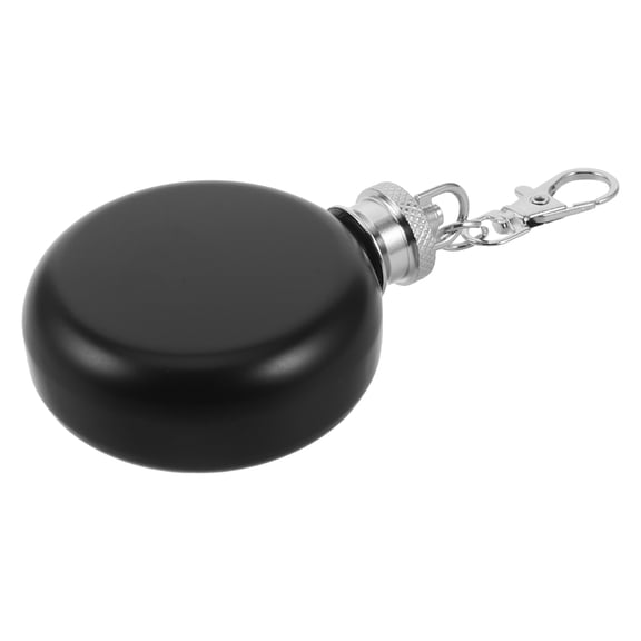 STOBOK Black Stainless Steel Round Hip Flask Small Portable Flask for Camping Travel and Outdoor Use