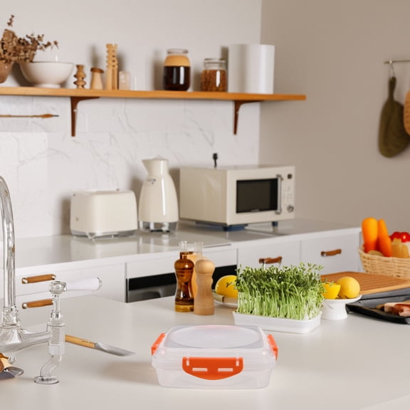 STOBOK Microwave Safe Orange Plastic Food Storage Container for Sandwiches and Snacks