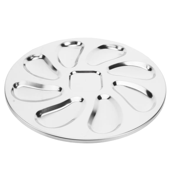 STOBOK Stainless Steel Oyster Serving Grilling Pan Plated Silver Non Rust Clam Plate for Restaurant Use