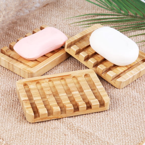 STOBOK Smooth Surface Bamboo Soap Tray for Easy Cleaning and Draining