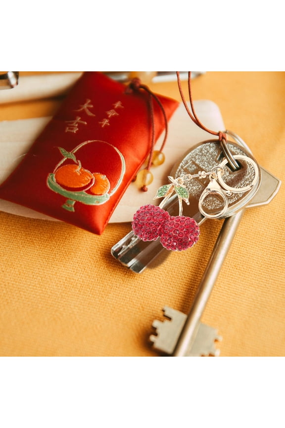 Cherry Bag Charm Key Holder Zinc Alloy 1Pack For Women Everyday Use