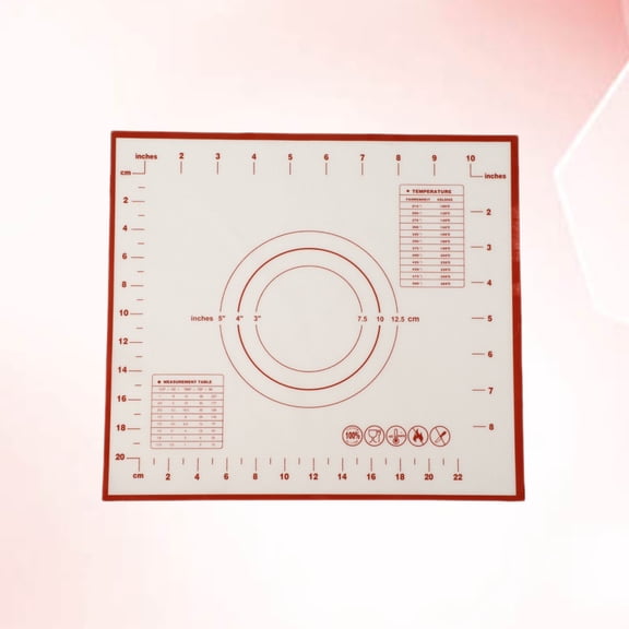 STOBOK Red Multi Functional Silicone Mat for Rolling Dough Pastry with Measuring Scales