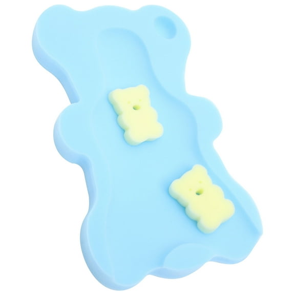 STOBOK Skyblue Baby Bath Sponge Mat PU Sponge for Infants and Toddlers Easy Bathing Experience 34.5x23.5 cm
