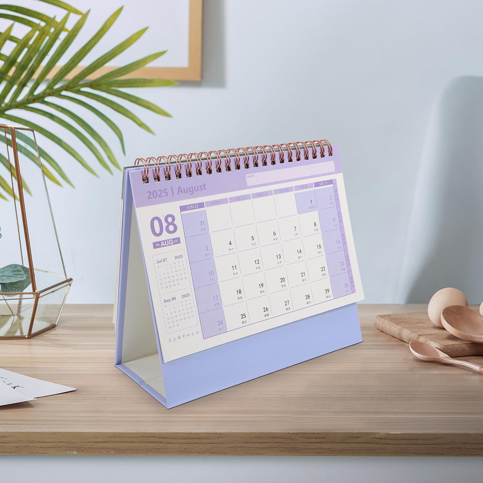 STOBOK Lavender Monthly Calendar for Desk Use Portable Standing ...