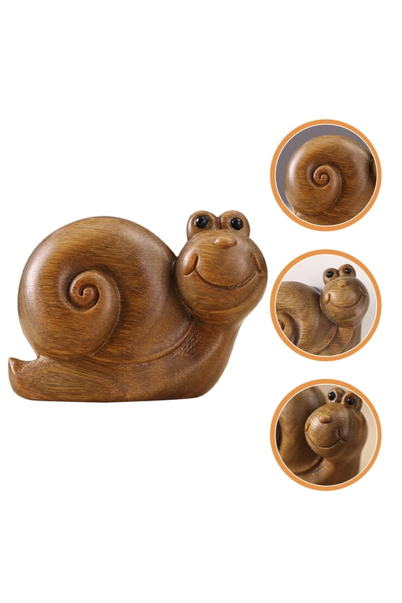 Animal Snail Ornament Wood Snail Figurine Rustic 1Set