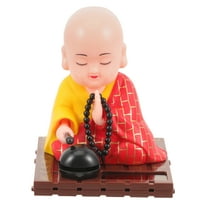 STOBOK Solar Powered Little Monk Figurine Buddha Car Dashboard Dancing Figure