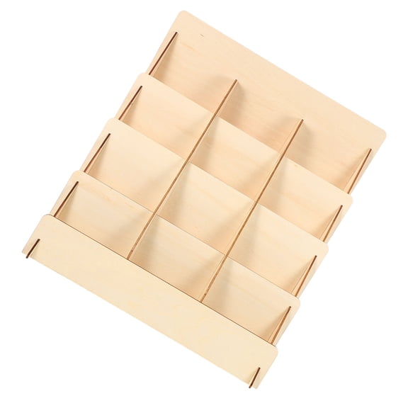 STOBOK Khaki Wood Postcard Shelf Natural Solid Wood Greeting Card Rack Organizer for Desk Display