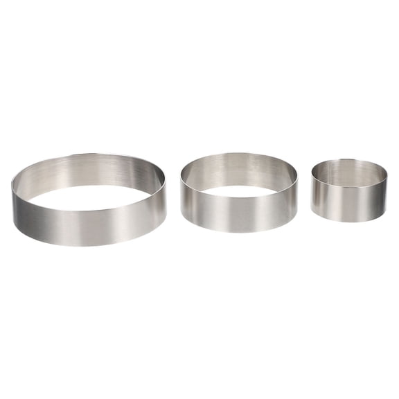 STOBOK Stainless Steel Cake Rings Plated Silver Portable Biscuit Cutters for Baking 3Pcs