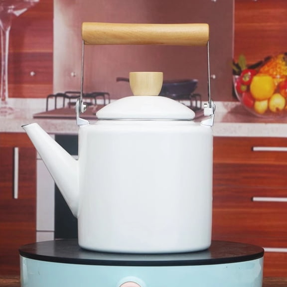 STOBOK Retro Enamel Kettle White Thermal Conductivity Safe Heating Stobok