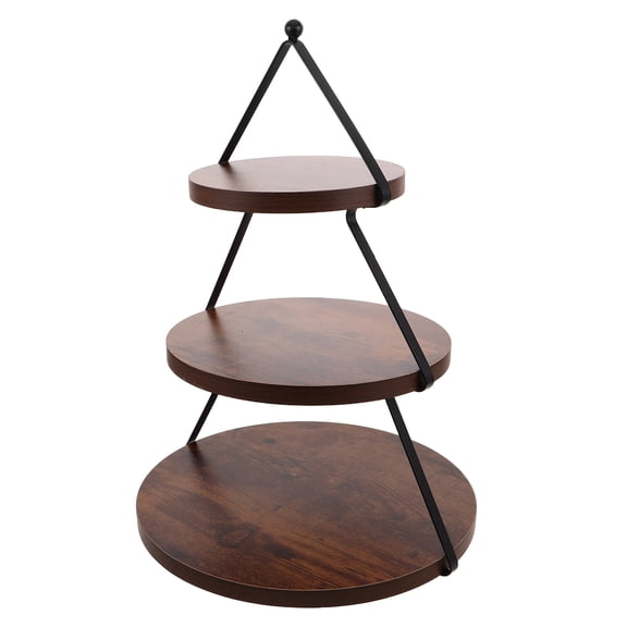 STOBOK Coffee Wood and Iron Christmas Tree Cake Stand for Festive Gatherings