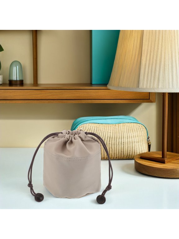 Beige PU Bucket Bag Insert Organizer for Travel and Daily Use