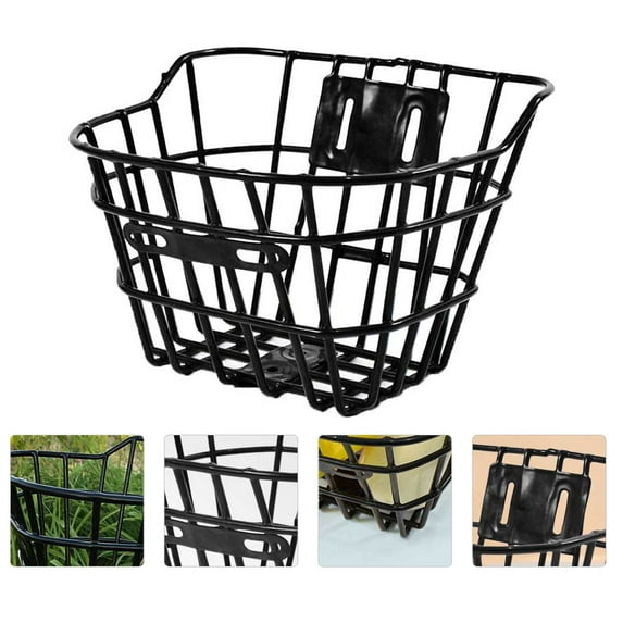 STOBOK Universal Bike Basket for Kids Cycling Accessory Durable Iron Storage Front Handlebar Black 1pc 12.7cm x 27.9cm x 17.8cm