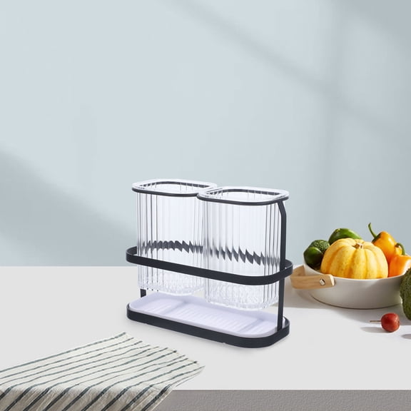 STOBOK Multi Use Black Kitchen Spoon Container and Chopstick Holder with Non Drilling Adhesive