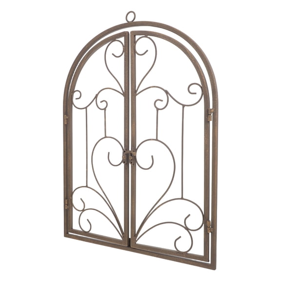 STOBOK Rustic Faux Window Pane Light Brown Metal Wall Art for Indoor and Garden
