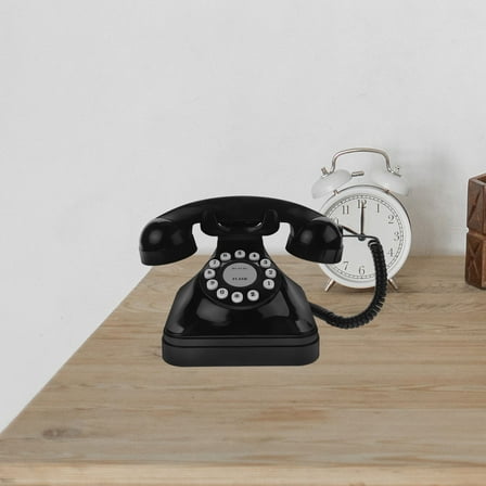 STOBOK Corded Phone Vintage Telephone Black 1Pack
