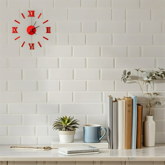STOBOK Red Acrylic 3D Wall Clock, Modern Design for Home Decoration
