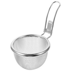 STOBOK Stainless Steel Pan Strainer with Mesh for Home Cooking, Kitchen Sieve, 1 Piece