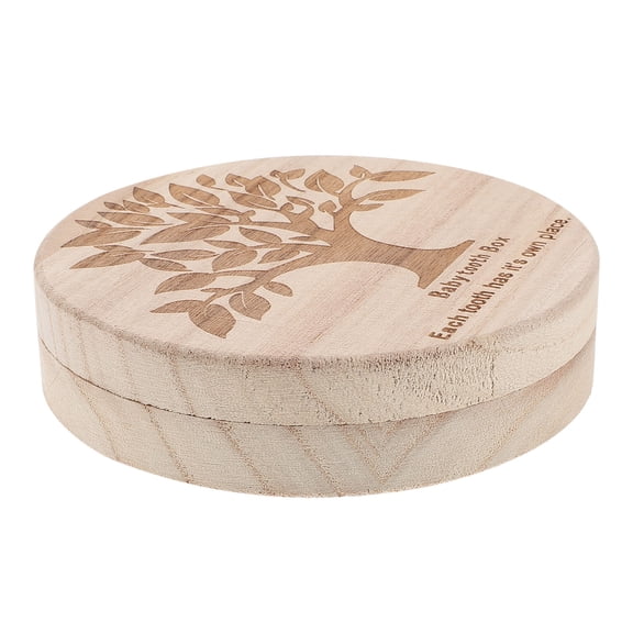 STOBOK Wooden Tooth Box Keepsake for Baby Teeth Storage Portable Durable Craftsmanship 4.5x4.5x2 inches