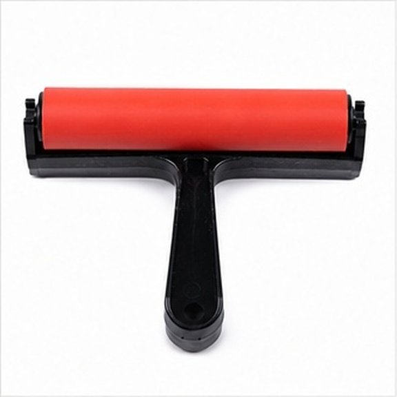 STOBOK handy push type rubber print roller for artists red 1Pack