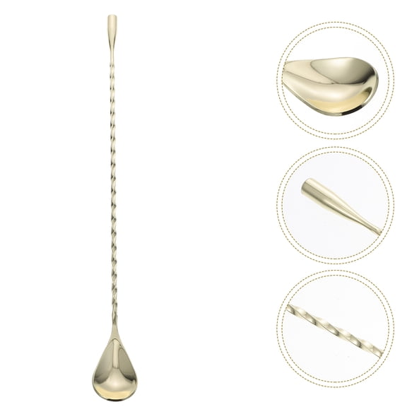 STOBOK Elegant Golden Stainless Steel Bar Mixing Spoon for Bar Tools and Stirring