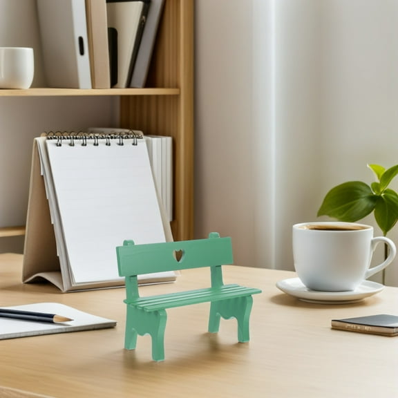 STOBOK mini dollhouse park bench Mini Wooden Garden Bench Green 1Set for Home Decoration