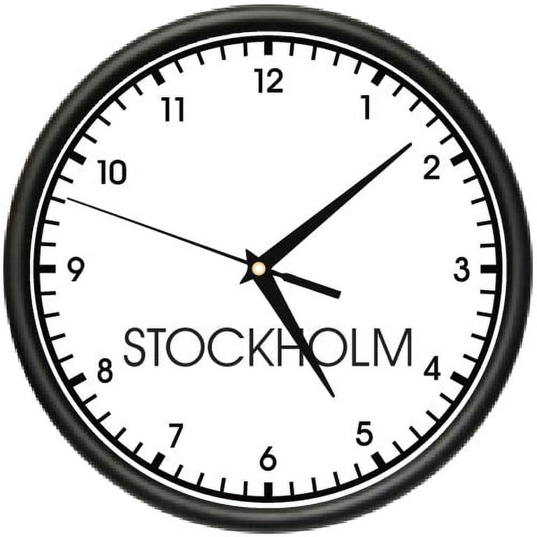 STOCKHOLM TIME Wall Clock world time zone clock office business