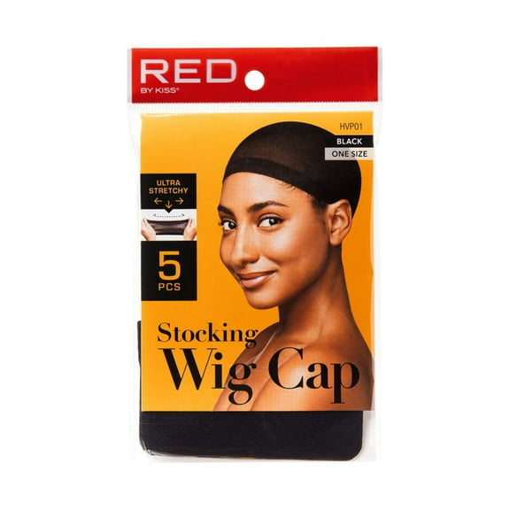Red by Kiss Stocking Wig Cap | 5 Piece Pack – Black Nylon Wig Caps