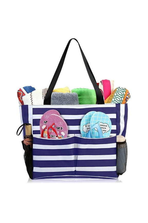 Beach Bags for Women, Large Waterproof Sandproof Beach Tote Bag Pool Bag with Zipper for Travel Vacation Gym