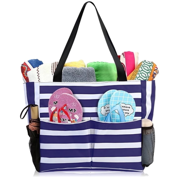 Beach Bags for Women, Large Waterproof Sandproof Beach Tote Bag Pool Bag with Zipper for Travel Vacation Gym