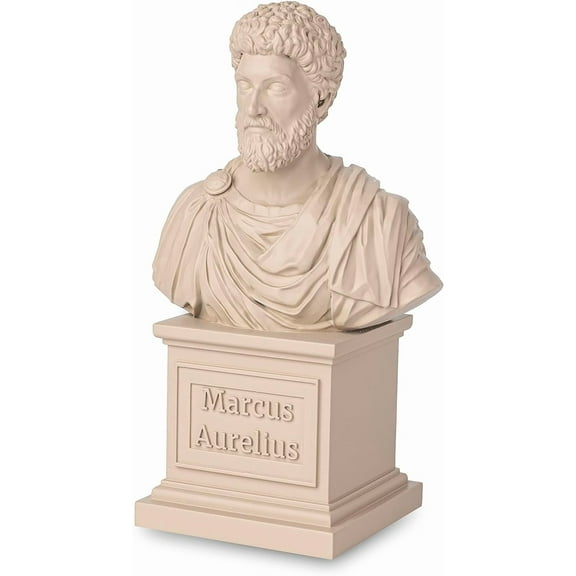 STOIC STORE UK Marcus Aurelius Statue Bust Sculpture - Stoic Philosopher Roman Bust Head Portrait Home Decor - Sturdy Resin Material Handpainted Finish (6.5 inches)